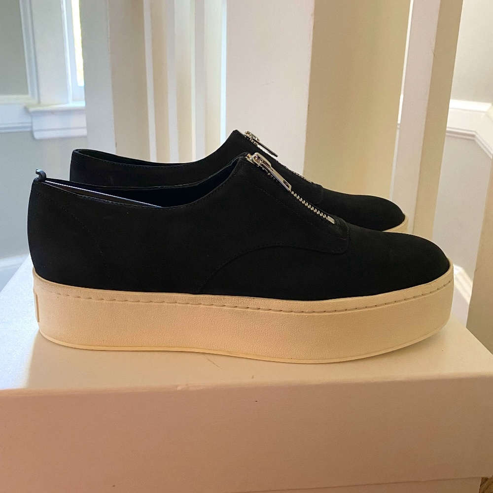 Vince Warner Zip Suede Platform Sneakers - Sz 6.5